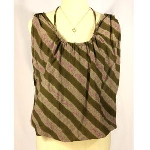 Free People XS Sm Olive Gray Floral Stripes Camisole Top